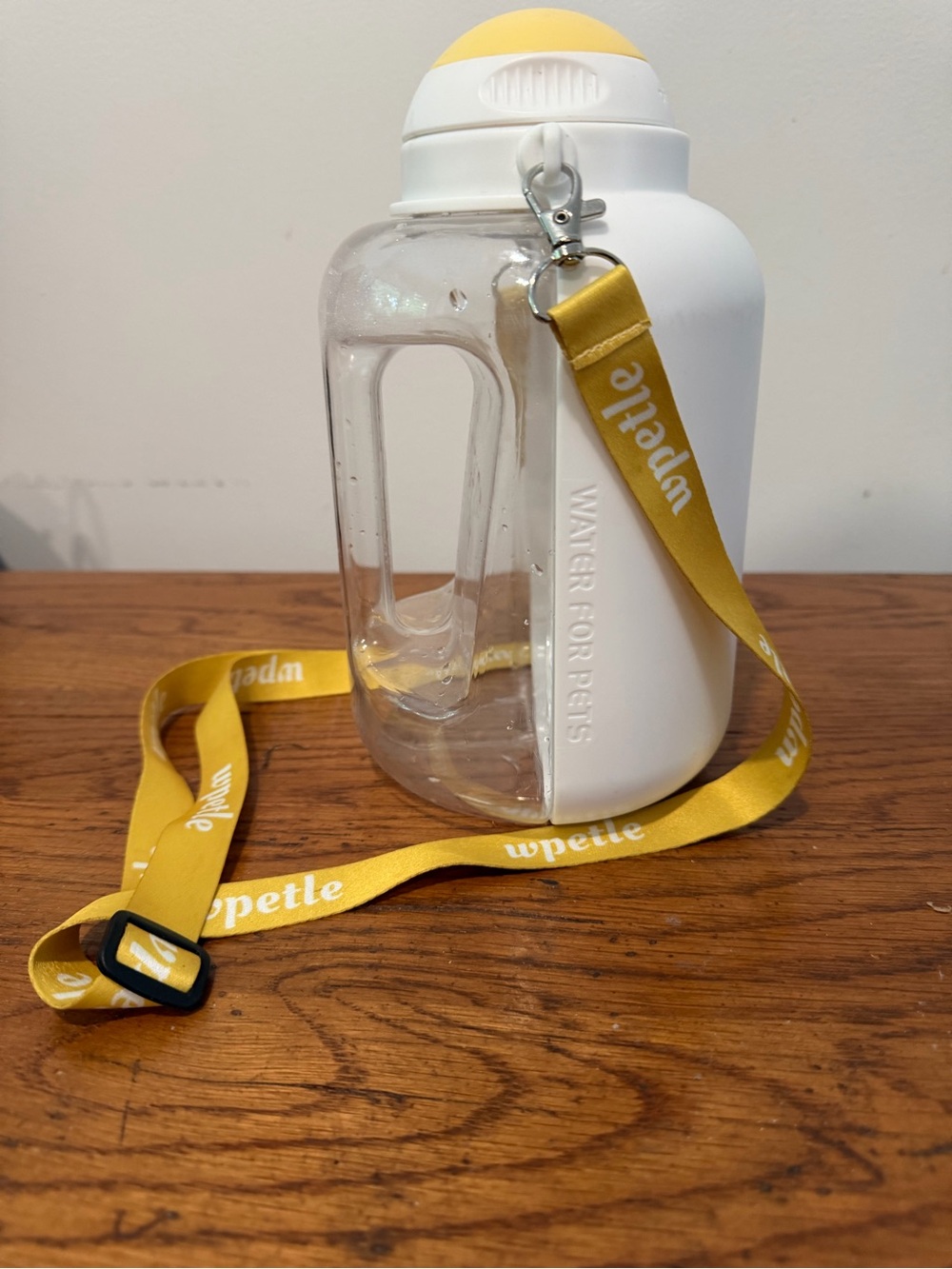 Wpette White and Yellow Pet Water Bottle with Branded Strap